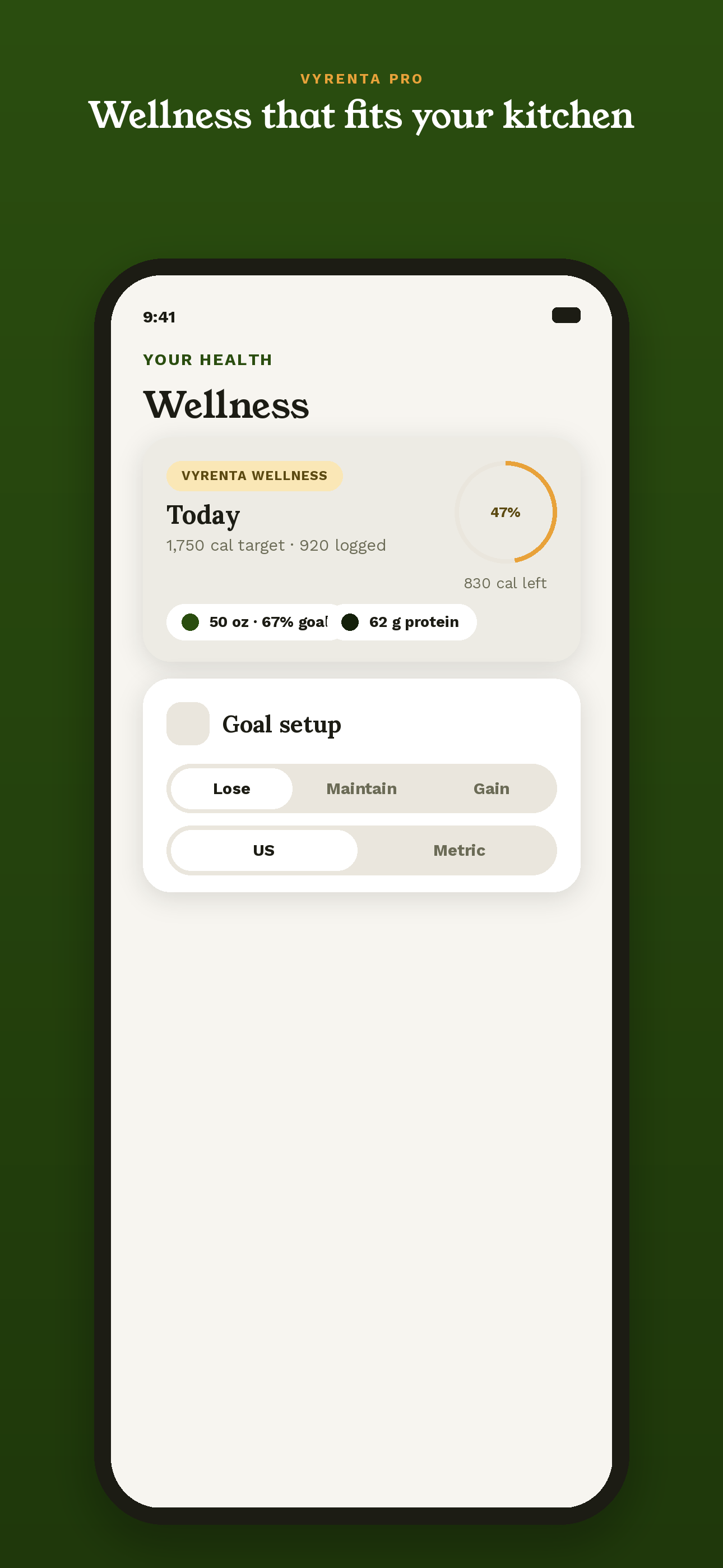 Vyrenta wellness tracking